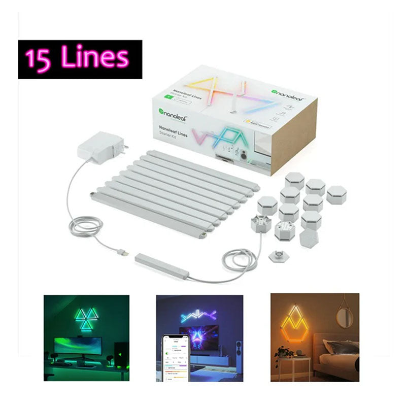 Nanoleaf Lines - RGBW Smarter Kit With 16M+ Colors, Dimmable Gaming and Home Decor Wall Lights (15 LED Light Lines) Nanoleaf Lines - RGBW Smarter Kit With 16M+ Colors, Dimmable Gaming and Home Decor Wall Lights (15 LED Light Lines)